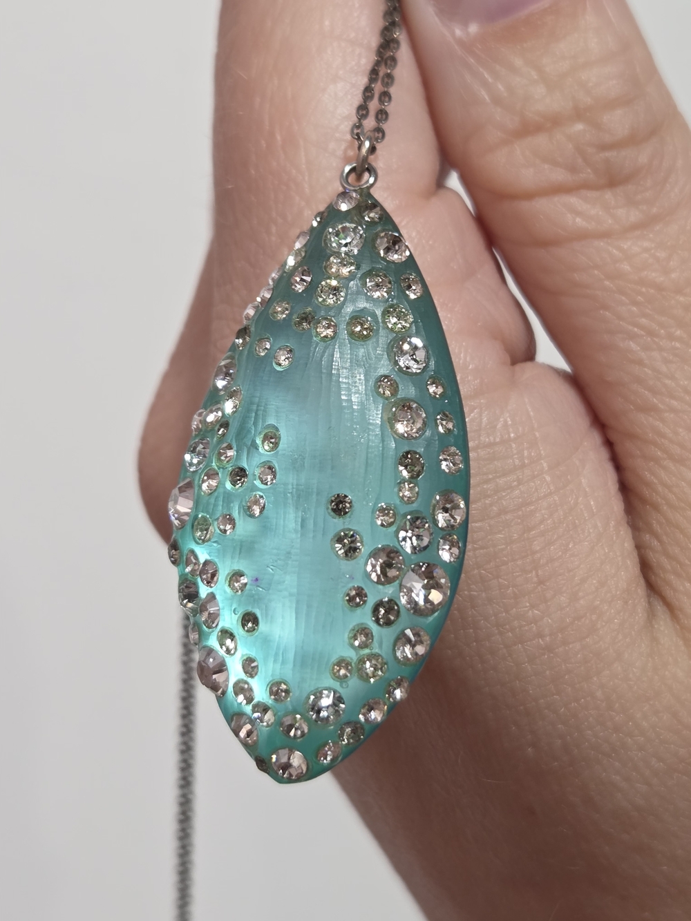 Alexis Bittar Turquoise Crystal Leaf Pendant Necklace